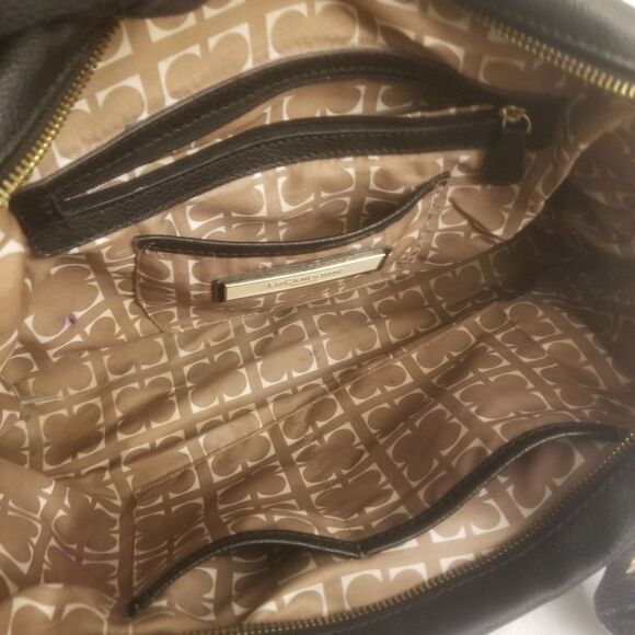 Liz Claiborne Black Faux Leather Satchel Double Handle Zippered Shoulder Bag - Picture 2 of 13